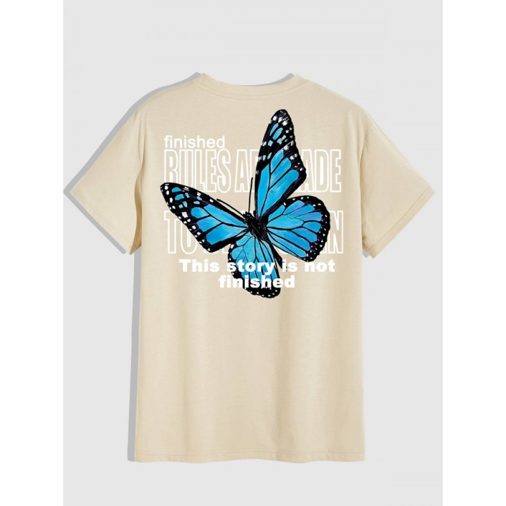 Men Butterfly And Letter Graphic Tee