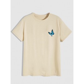 Men Butterfly And Letter Graphic Tee