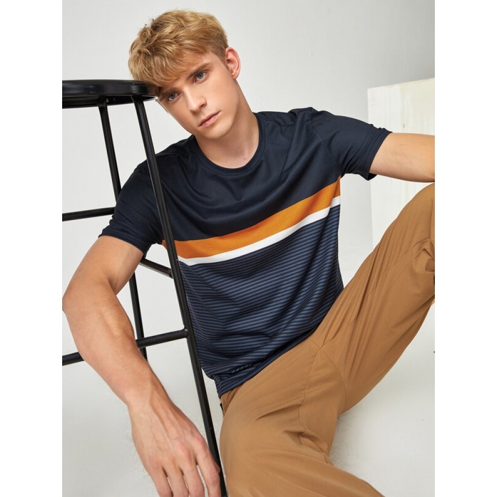 Men Striped Colorblock Tee