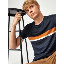 Men Striped Colorblock Tee