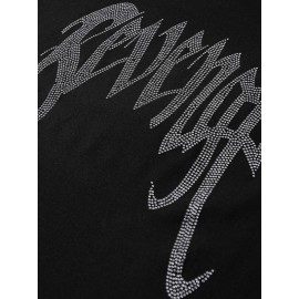 Men Letter Graphic Rhinestone Detail Tee