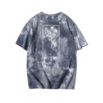 Men Slogan & Skeleton Graphic Tie Dye Tee