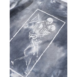 Men Slogan & Skeleton Graphic Tie Dye Tee