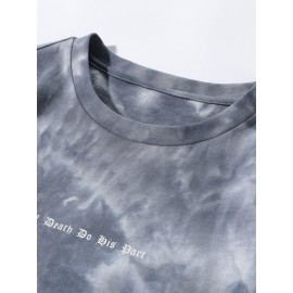 Men Slogan & Skeleton Graphic Tie Dye Tee