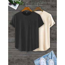 Men 2 Pack Solid Crew Neck Tee