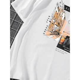 Men Building & Slogan Graphic Tee