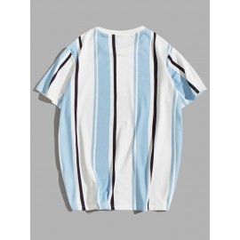 Men Letter And Striped Print Tee