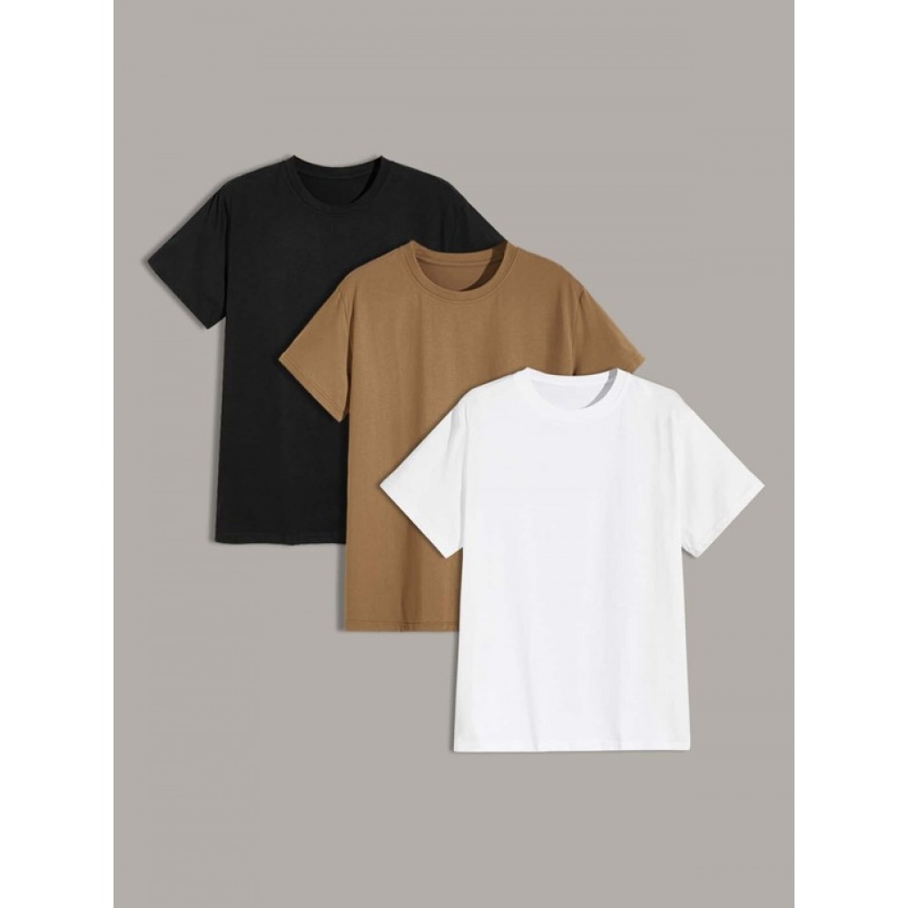 Men 3pcs Solid Basic Tee