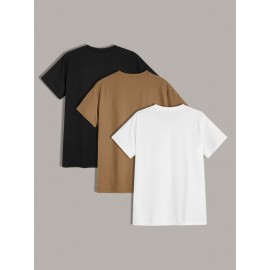 Men 3pcs Solid Basic Tee