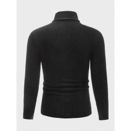 Men High Neck Ribbed Knit Sweater