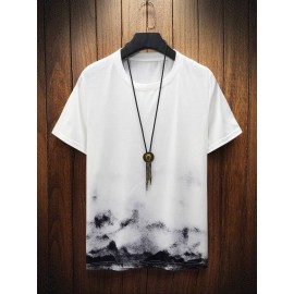 Men Ink Painting Print Tee