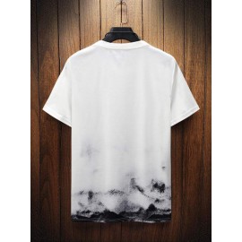 Men Ink Painting Print Tee