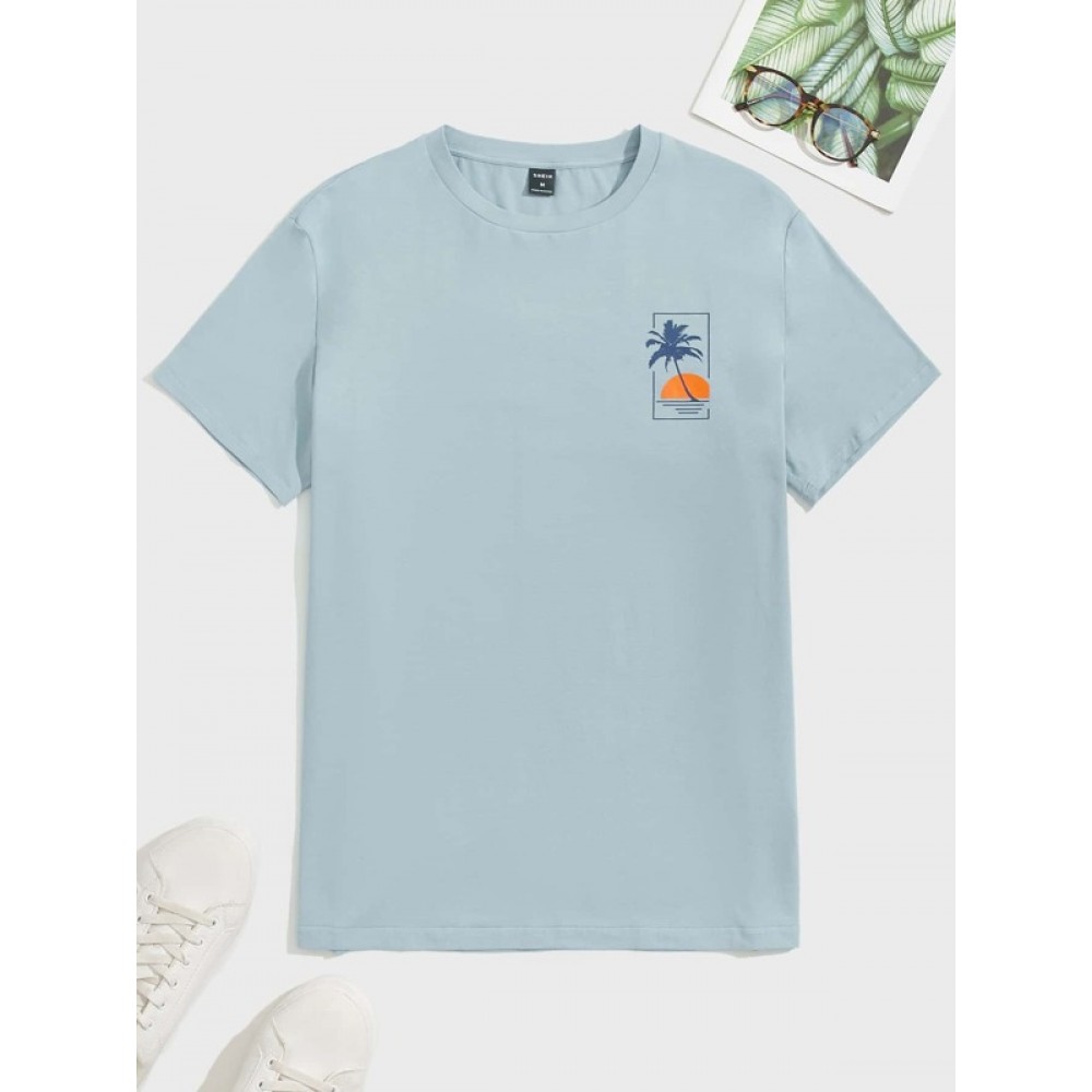 Men Tropical Print Tee