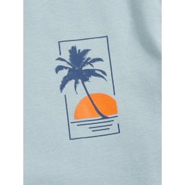 Men Tropical Print Tee