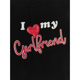 Men Slogan & Heart Print Tee