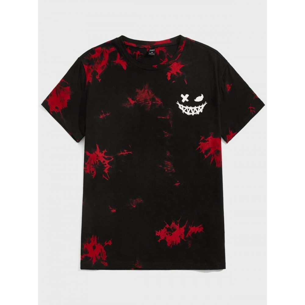 Men Cartoon Print Tie Dye Tee