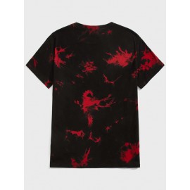 Men Cartoon Print Tie Dye Tee