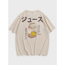 Men Japanese Letter & Cartoon Graphic Tee