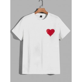 Men Heart Print Tee