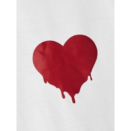 Men Heart Print Tee