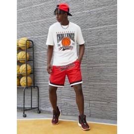 Men Letter & Basketball Print Tee