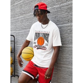 Men Letter & Basketball Print Tee