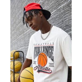 Men Letter & Basketball Print Tee