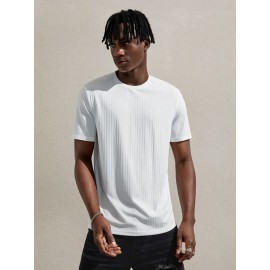 Men Ribbed Knit Solid Tee