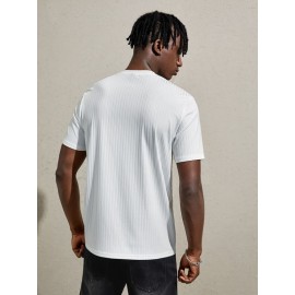 Men Ribbed Knit Solid Tee