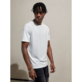 Men Ribbed Knit Solid Tee