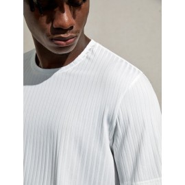 Men Ribbed Knit Solid Tee