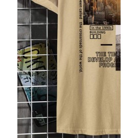 Men Slogan & Skyscrapers Print Tee