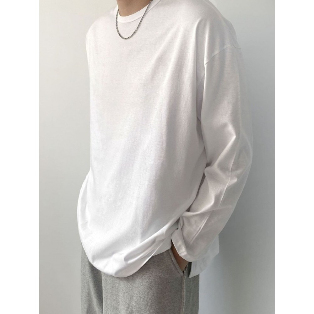 Men 1pc Solid Drop Shoulder Tee