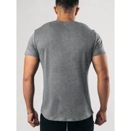 Men Solid Half Button Tee