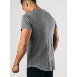 Men Solid Half Button Tee