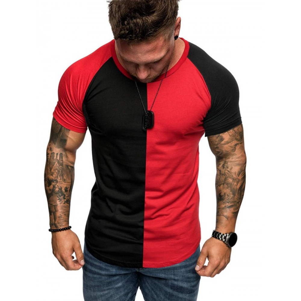 Men Two Tone Raglan Sleeve Tee