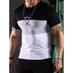 Men Mountain Print Colorblock Tee