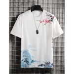 Men Floral & Chinese Letter Graphic Tee