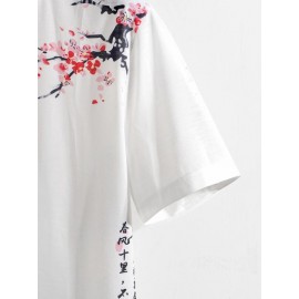 Men Floral & Chinese Letter Graphic Tee