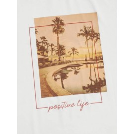 Men Slogan & Palm Tree Print Tee