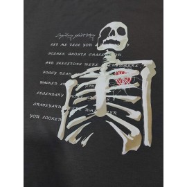 Men Skeleton & Slogan Graphic Tee