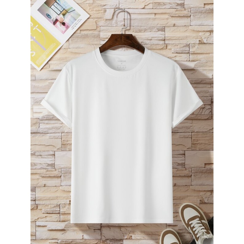 Men Solid Round Neck Tee