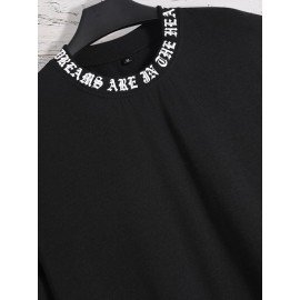 Men Slogan Graphic Mock Neck Tee