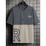 Men Colorblock Letter Graphic Tee