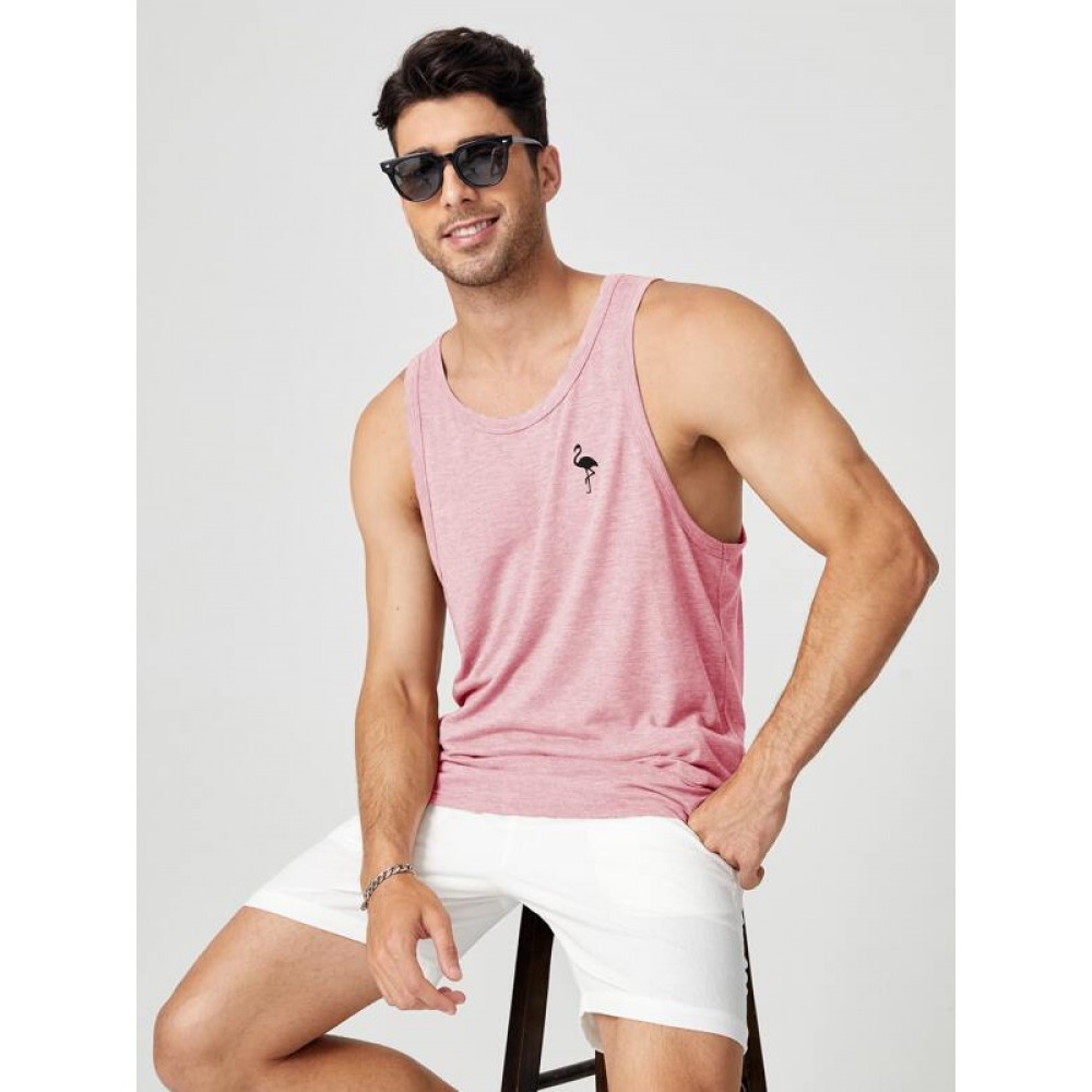 Men Flamingo Print Tank Top