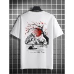 Men Crane & Floral Print Tee