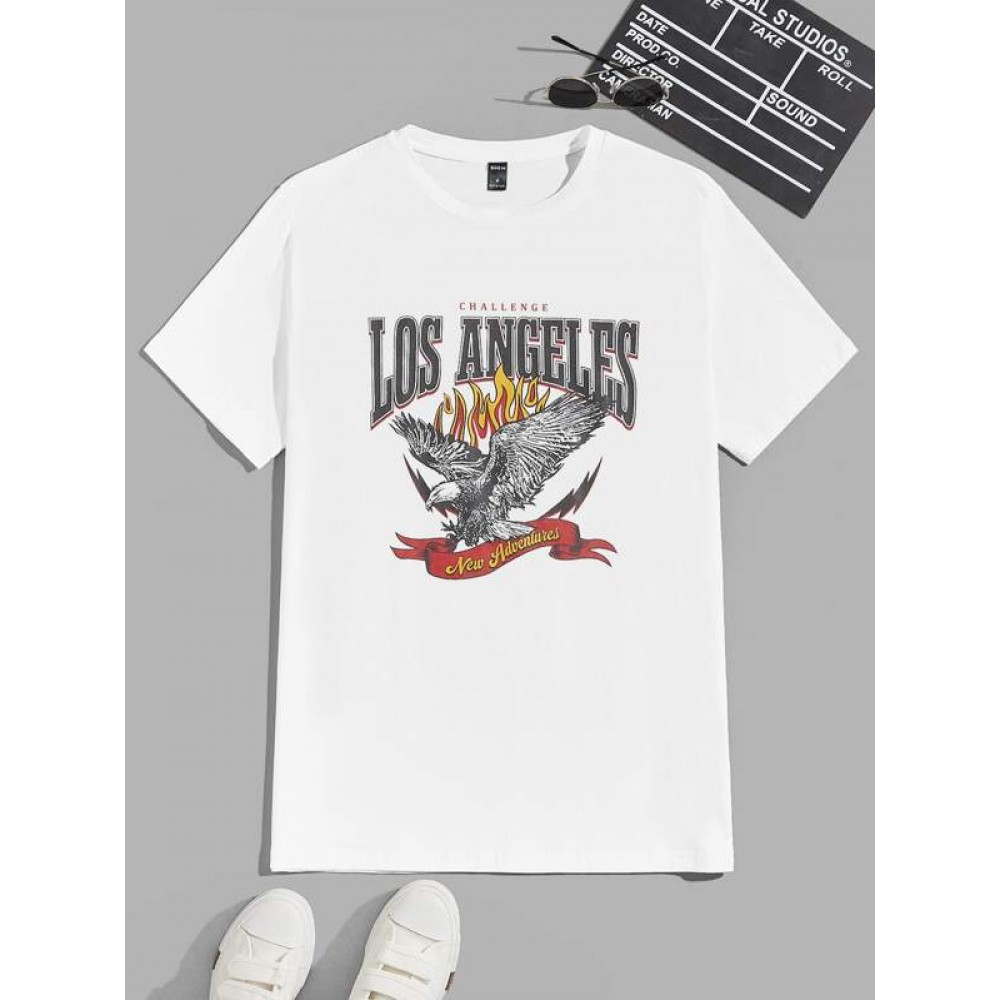 Men Eagle & Letter Graphic Tee