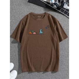 Men Cartoon Dinosaur Print Tee