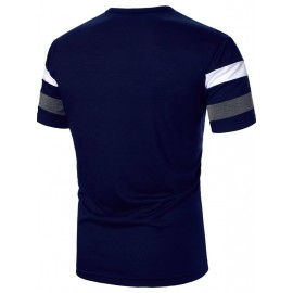 Men Half Button Colorblock Tee