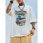 Men Motorcycle & Slogan Graphic Tee